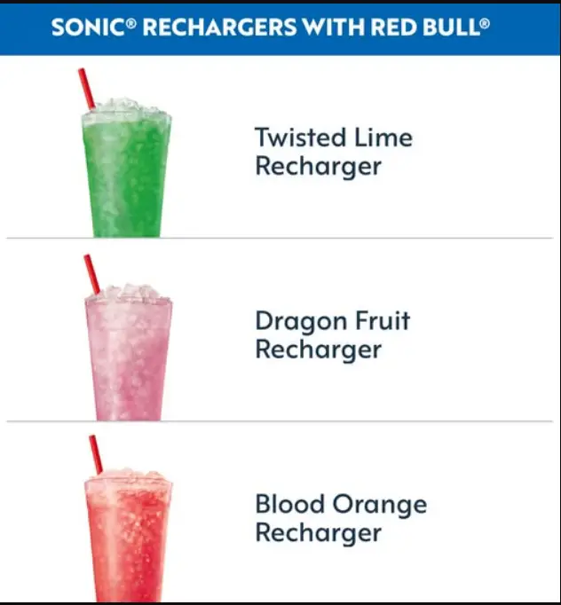 Sonic Rechargers with Red Bull Menu